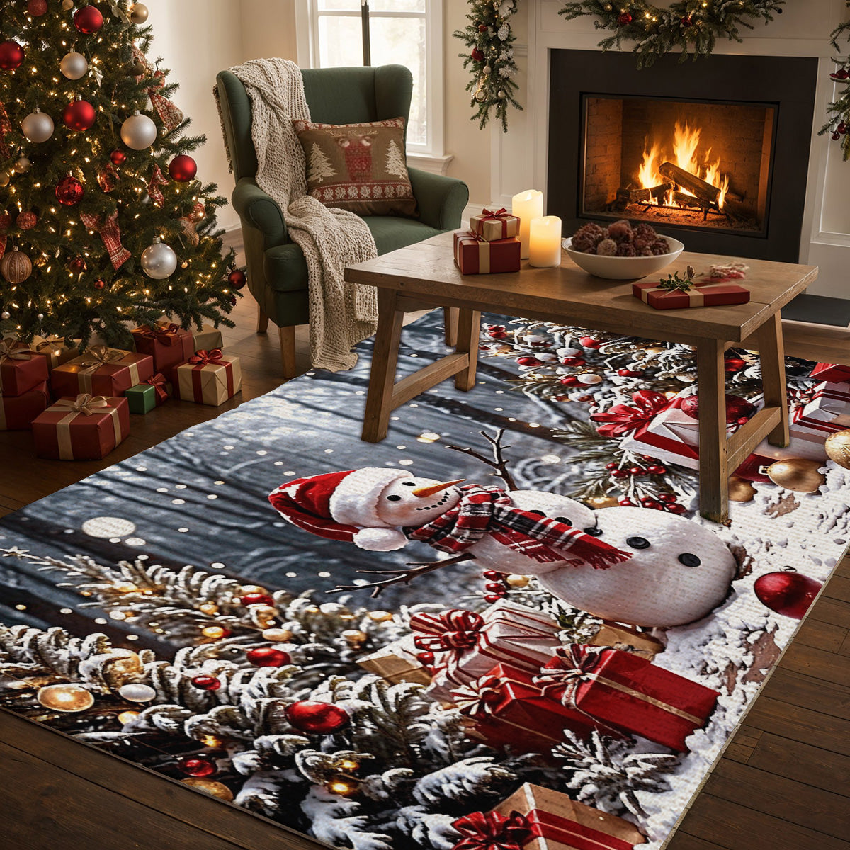 Lorva Snowman Christmas Area Rug Festive Lovely