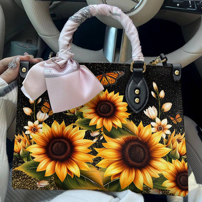 Lorva Leather Bag Golden Sunflower with Monarch Charm