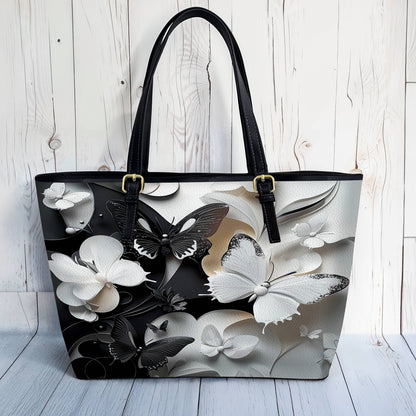 Lorva Butterfly Leather Tote Bag Monochrome Mirage