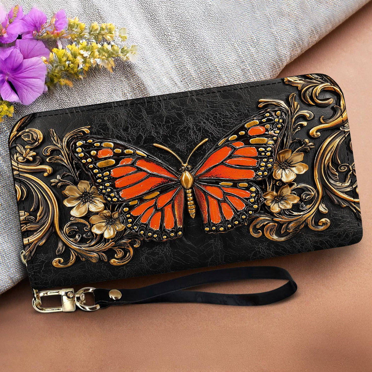 Lorva Butterfly Leather Wallet Victorian Blaze