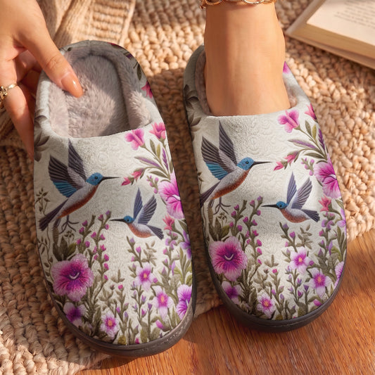 Lorva Hummingbird Fleece Lined Slippers Blossom Whisper