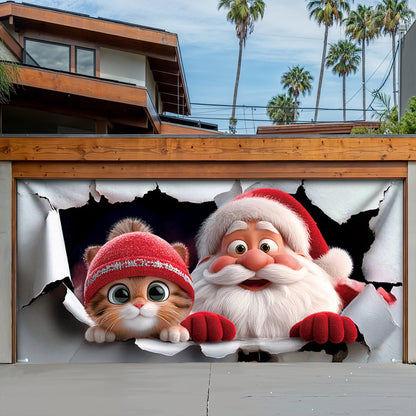Lorva Christmas Garage Door Banner Decoration Cute Catmas