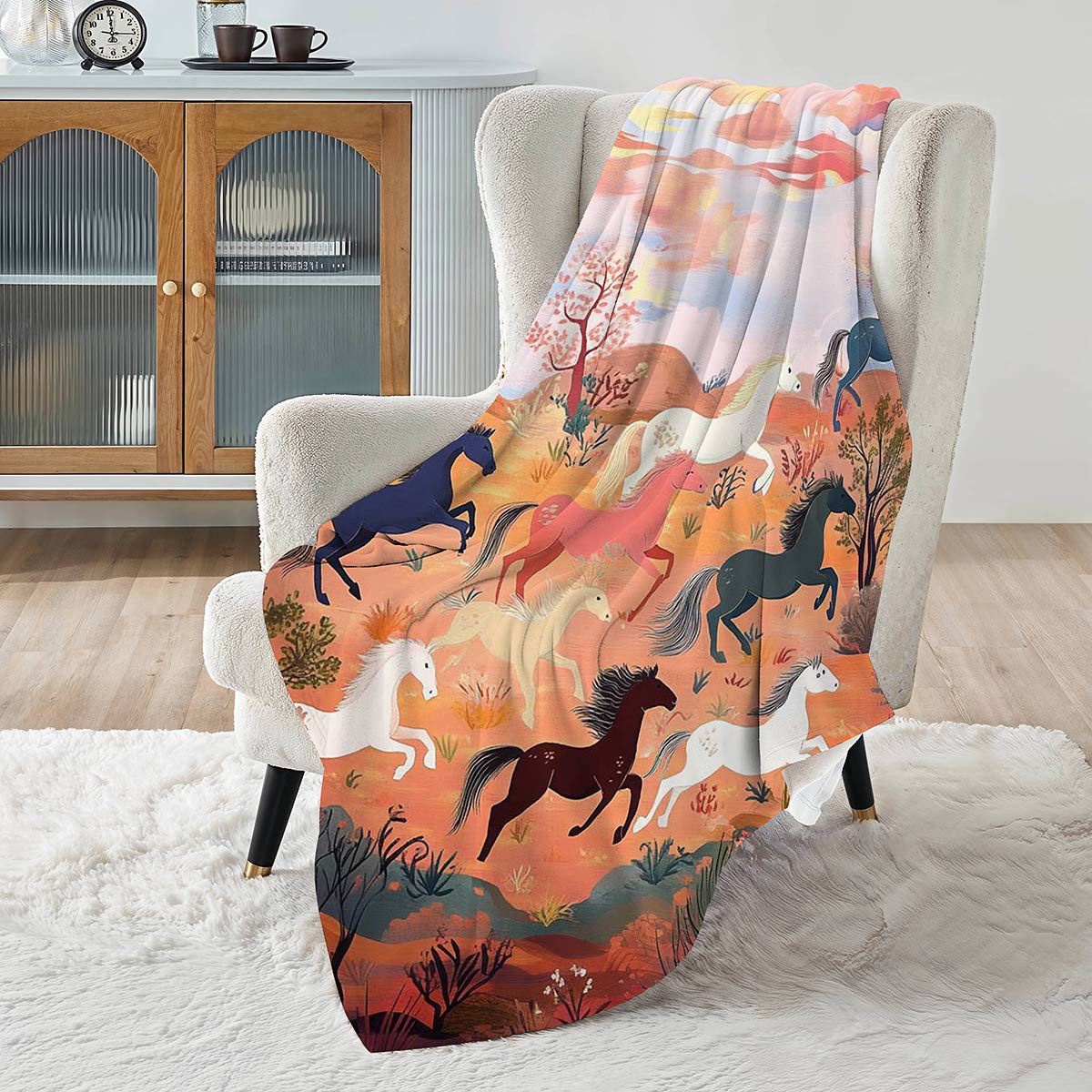 Lorva Fleece Blanket Desert Gallop