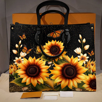 Lorva Leather Bag Golden Sunflower with Monarch Charm
