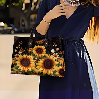 Lorva Leather Bag Golden Sunflower with Monarch Charm