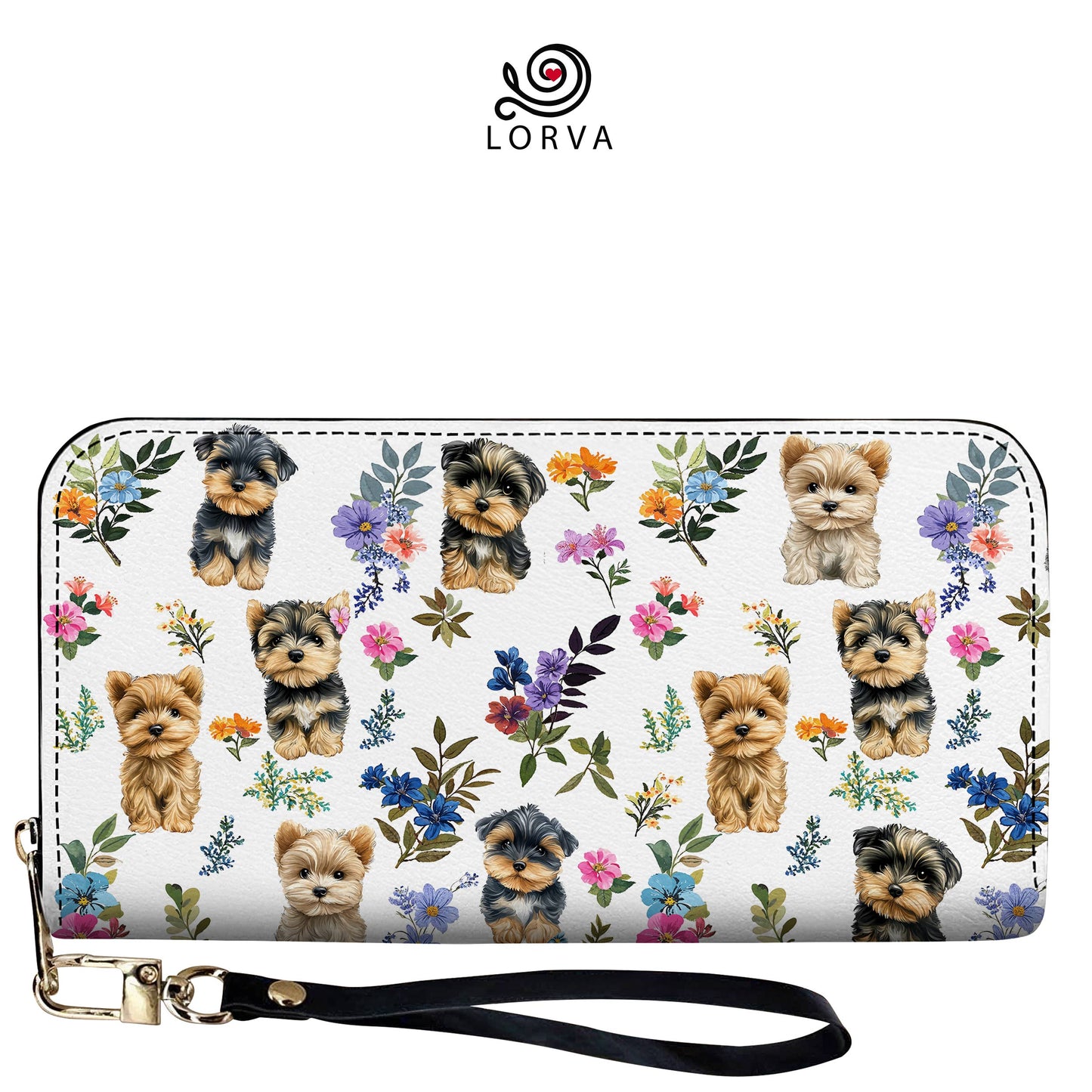 Lorva Leather Wallet Yorkie Garden Glow