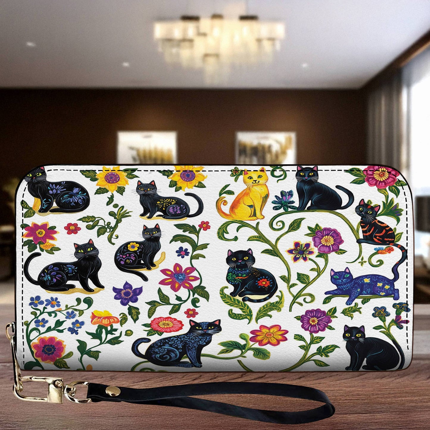 Lorva Leather Wallet Mystic Cat Garden