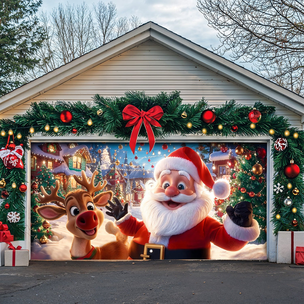 Lorva Christmas Garage Door Banner Decoration Friends