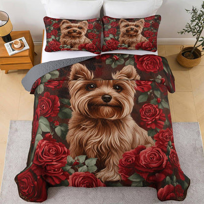 Lorva Yorkie All Season Quilt 3-Piece Set Gorgeous Rosy