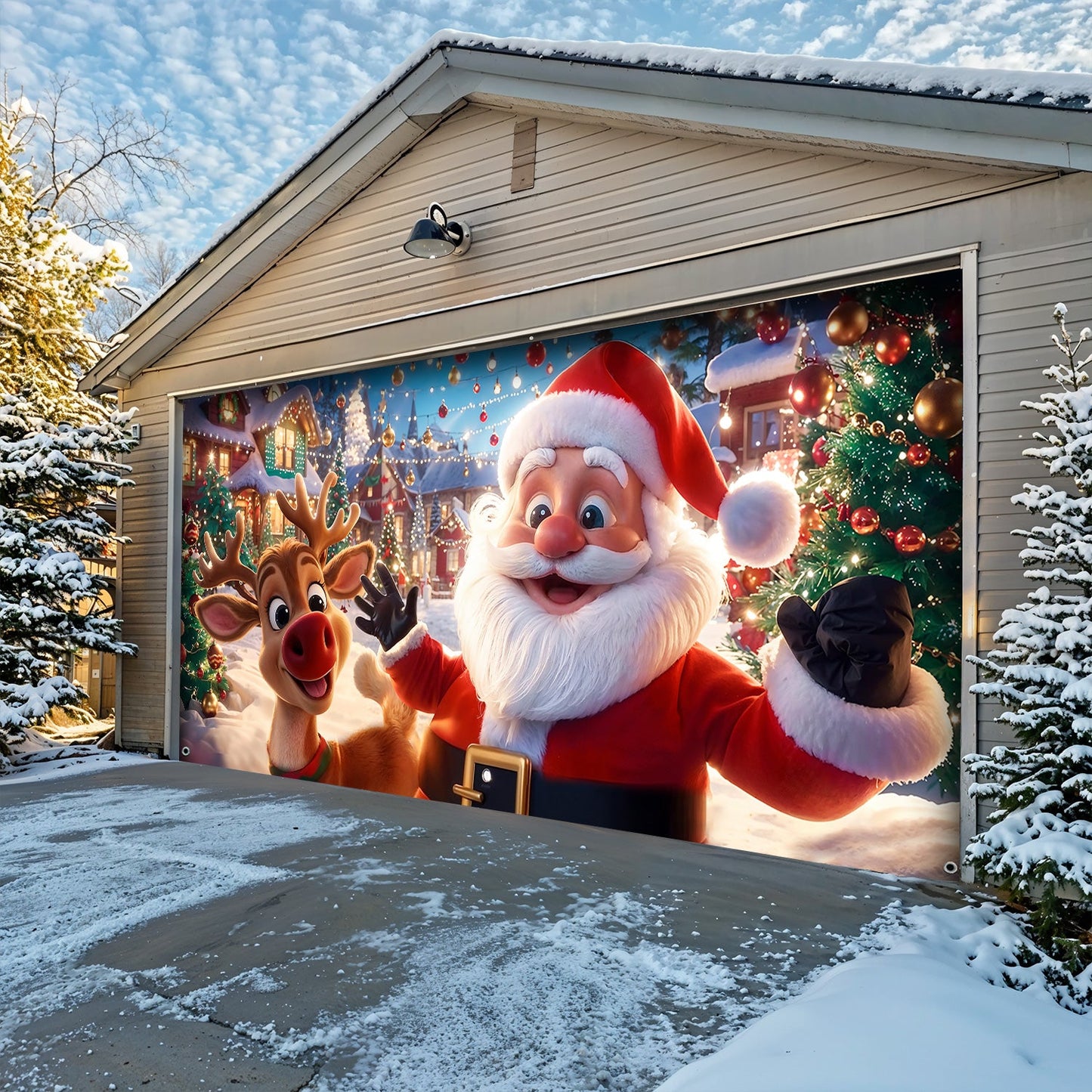 Lorva Christmas Garage Door Banner Decoration Friends