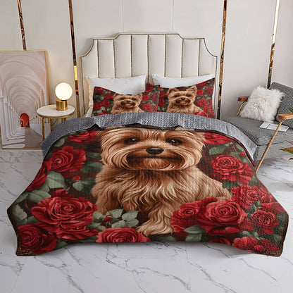 Lorva Yorkie All Season Quilt 3-Piece Set Gorgeous Rosy