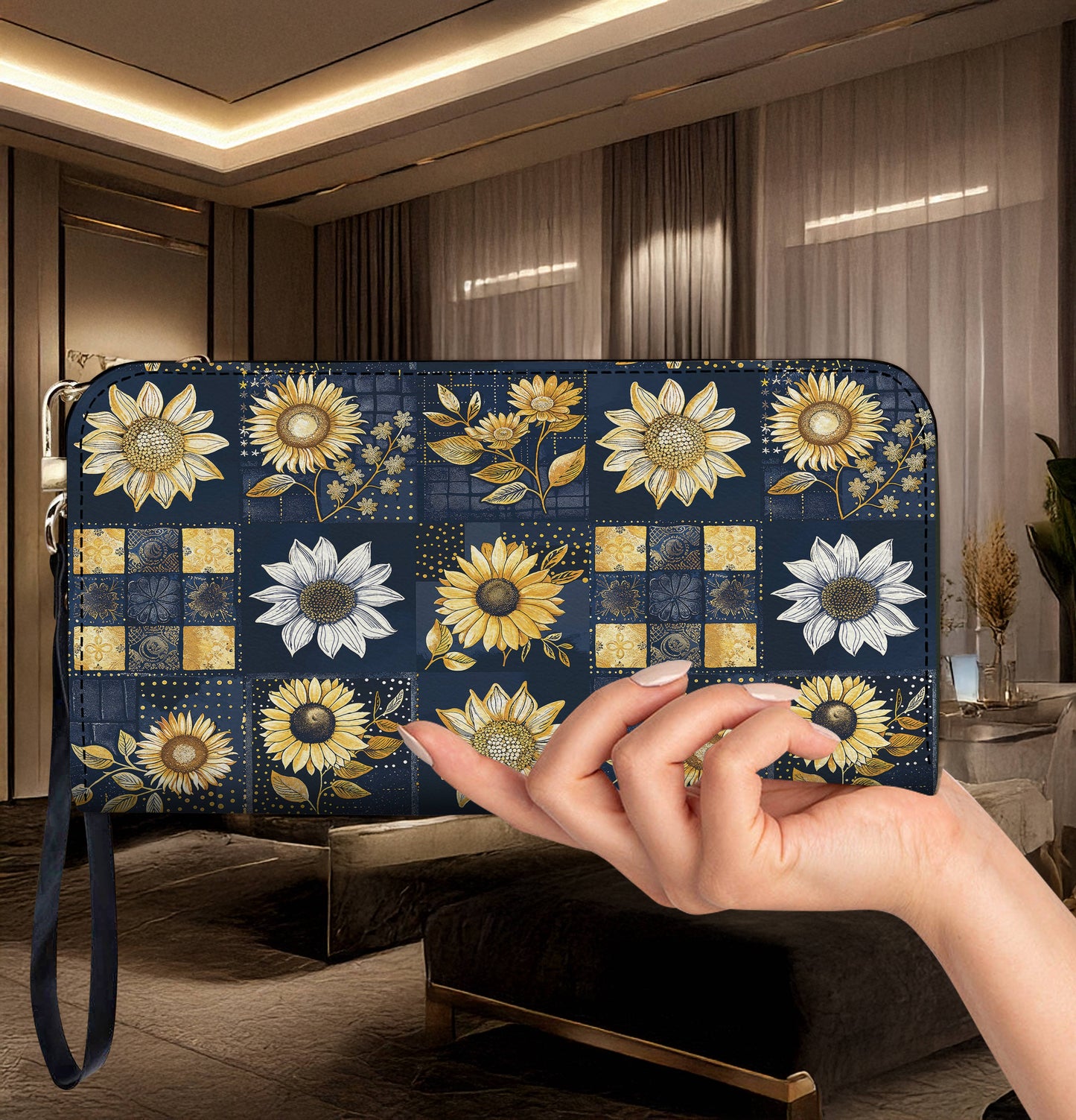 Lorva Leather Wallet Golden Sunflower Elegance