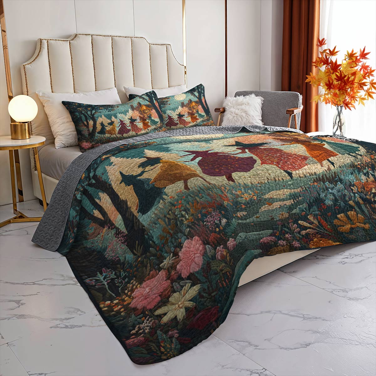 Witch Lorva All Season Quilt 3-Piece Set Autumn Witch Dance
