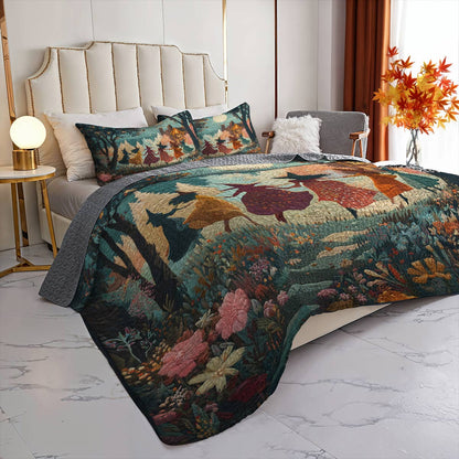 Witch Lorva All Season Quilt 3-Piece Set Autumn Witch Dance