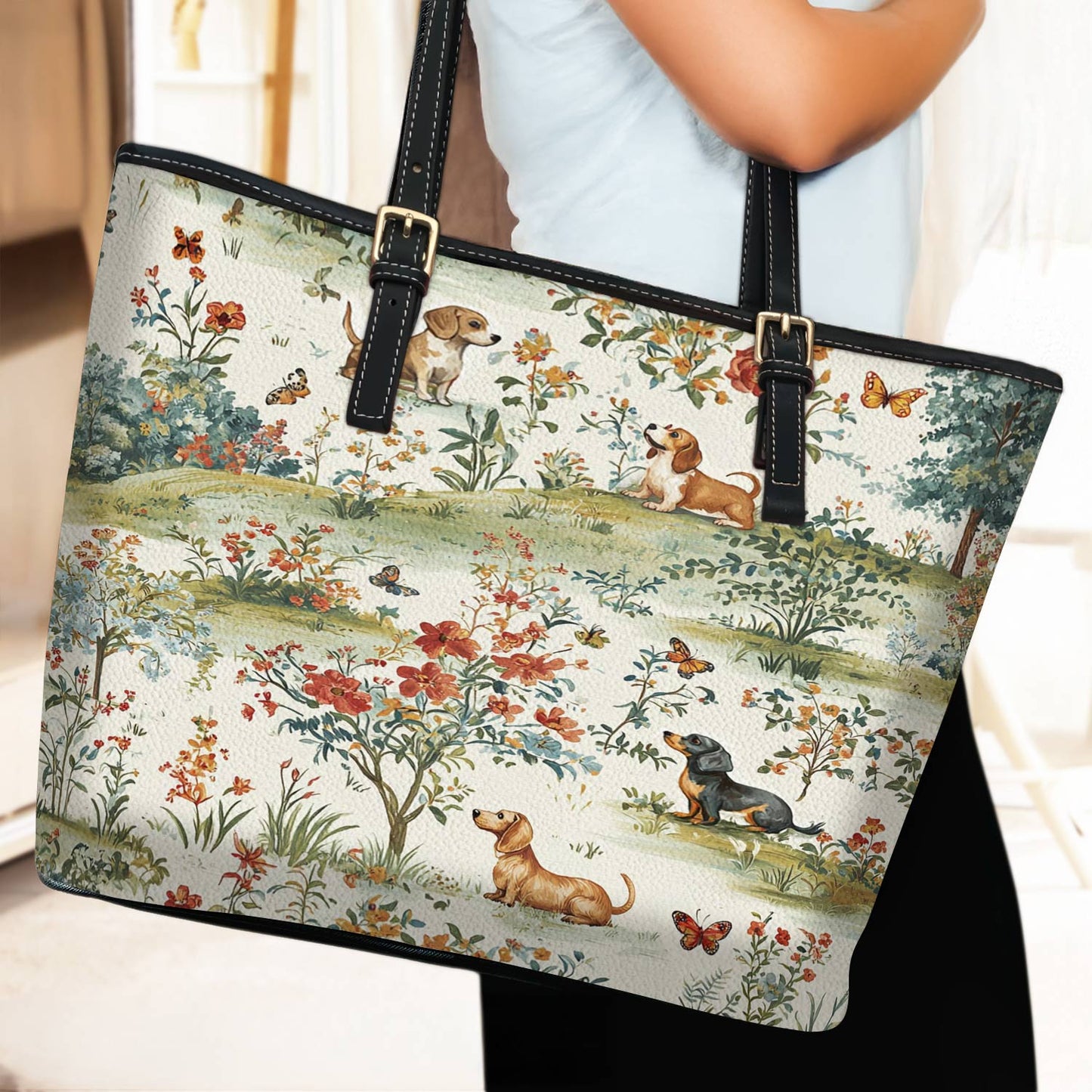 Lorva Dachshund Leather Tote Bag The Gentle Garden