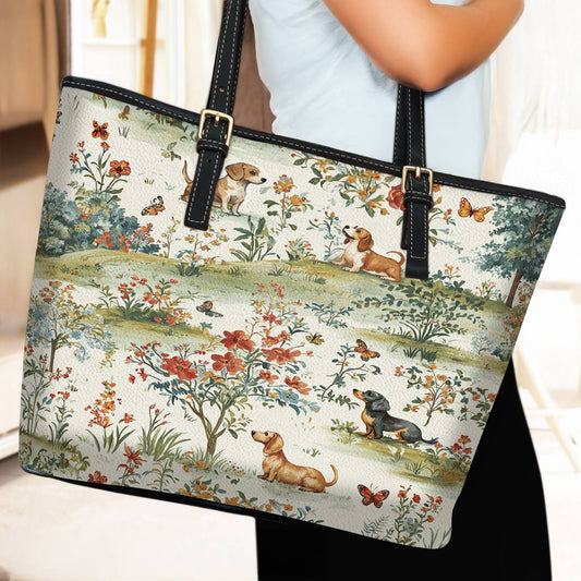 Lorva Dachshund Leather Tote Bag The Gentle Garden