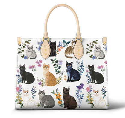 Lorva Cat Leather Bag Botanical Cats