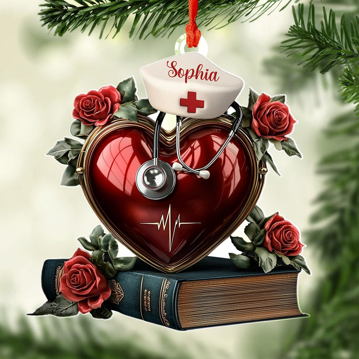 Lorva Nurse Personalized 2D Acrylic Ornament Compassion In Every Beat