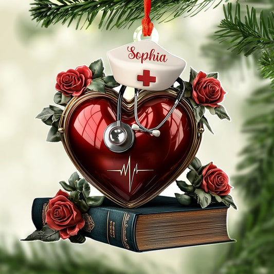 Lorva Nurse Personalized 2D Acrylic Ornament Compassion In Every Beat