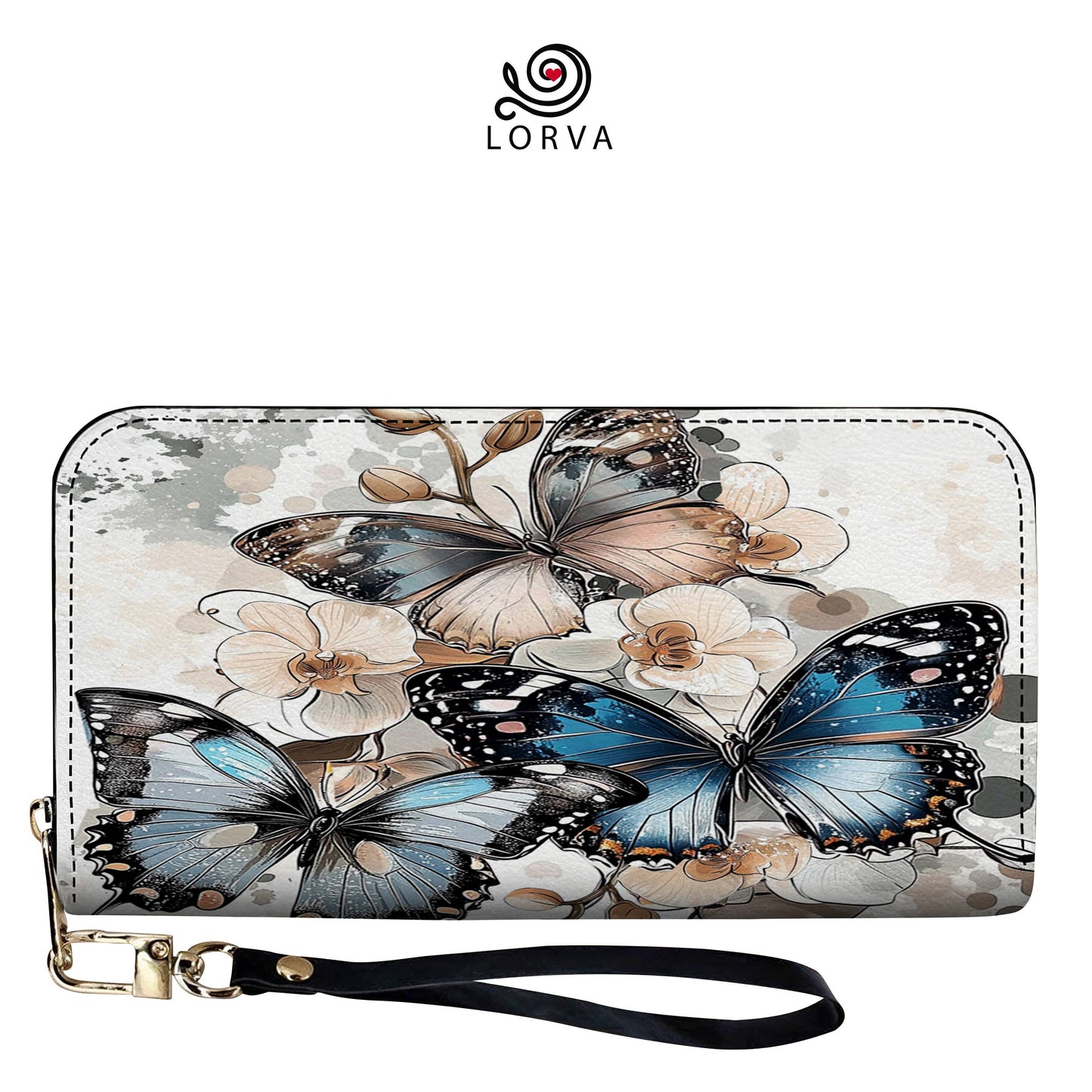 Lorva Butterfly Leather Wallet Charming Orchid Butterflies