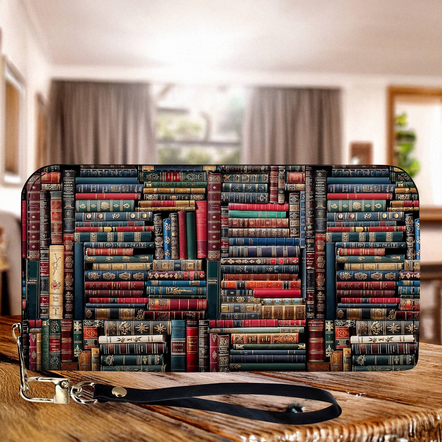 Lorva Leather Wallet Vintage Library Charm