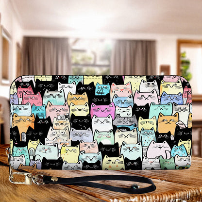 Lorva Leather Wallet Colorful Cat Parade