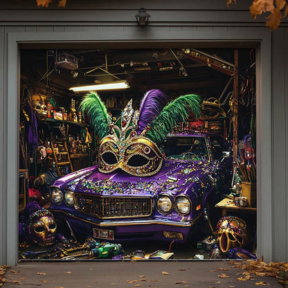 Lorva Garage Door Banner Decoration Mardi Gras Garage