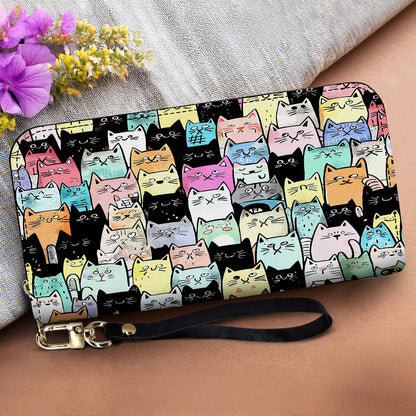 Lorva Leather Wallet Colorful Cat Parade