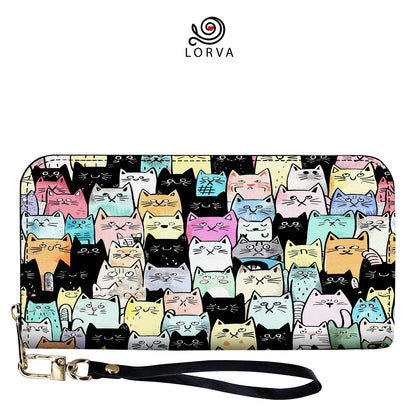 Lorva Leather Wallet Colorful Cat Parade