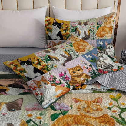 Lorva All Season Quilt 3-Piece Set Whimsical Whiskers In Bloom