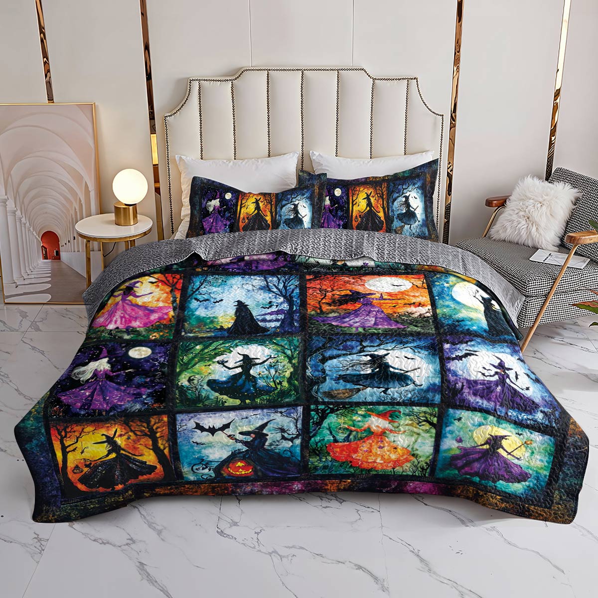 Witch Lorva All Season Quilt 3-Piece Set Moonlit Witches