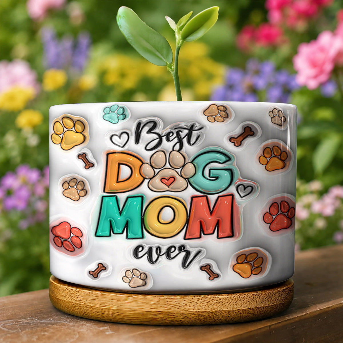 Lorva Dachshund Flat Print Ceramic Plant Pot Best Dog Mom Ever