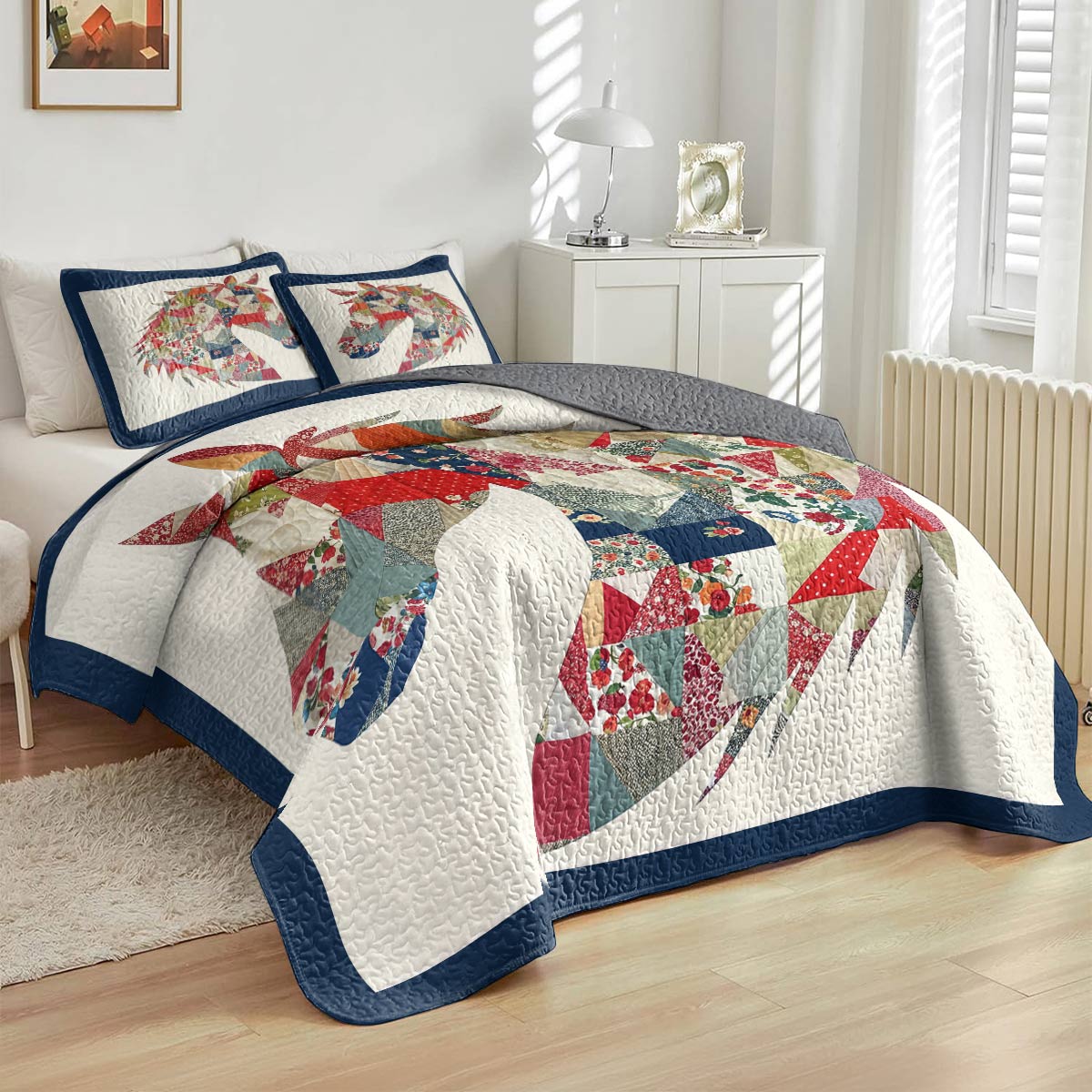 Lorva All Season Quilt 3-Piece Set Floral Horse Dream