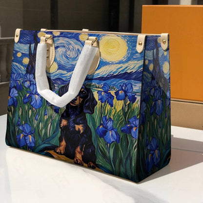 Lorva Leather Bag Irish Starry Night Dachshund Delight