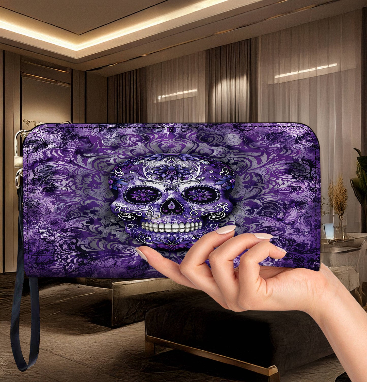 Lorva Leather Wallet Royal Skull Elegance