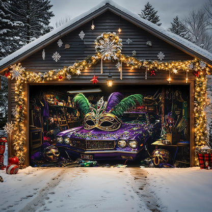 Lorva Garage Door Banner Decoration Mardi Gras Garage