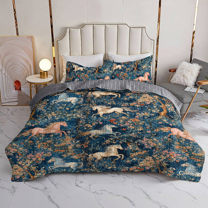 Lorva All Season Quilt 3-Piece Set Floral Forest Fairy Tale Horse