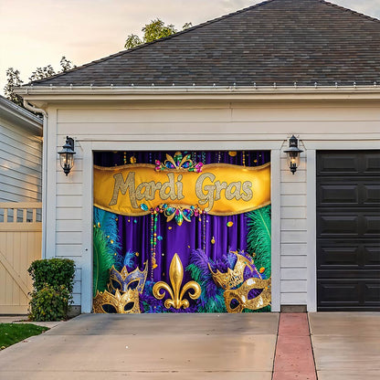Lorva Garage Door Banner Mardi Gras Decoration