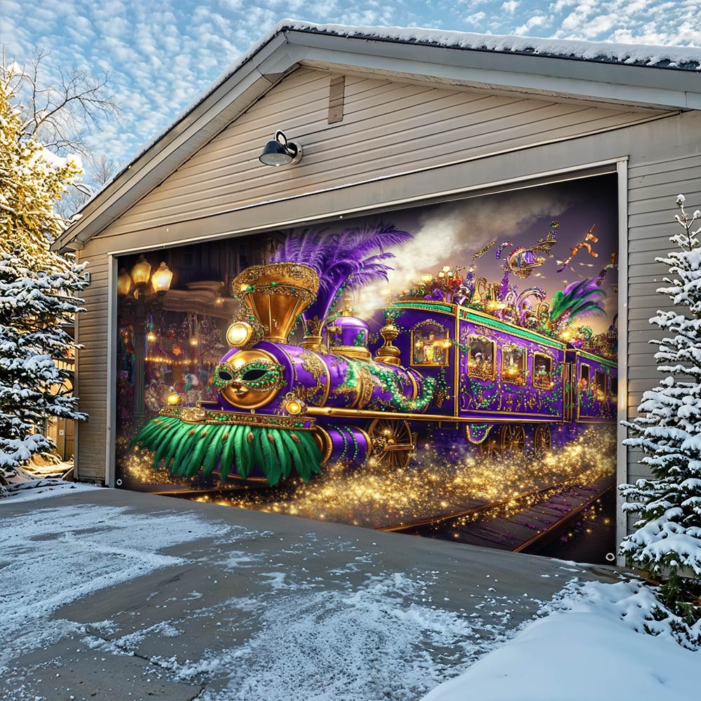 Lorva Garage Door Banner Decoration Masked Carnival Express