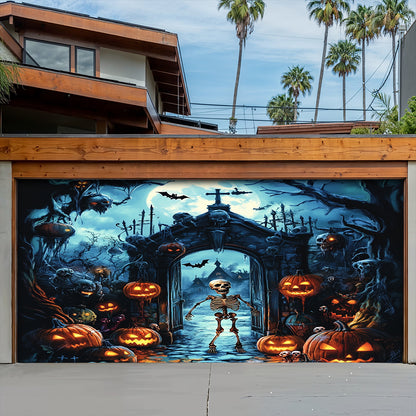 Lorva Halloween Garage Door Banner Decoration The Skeleton Graveyard