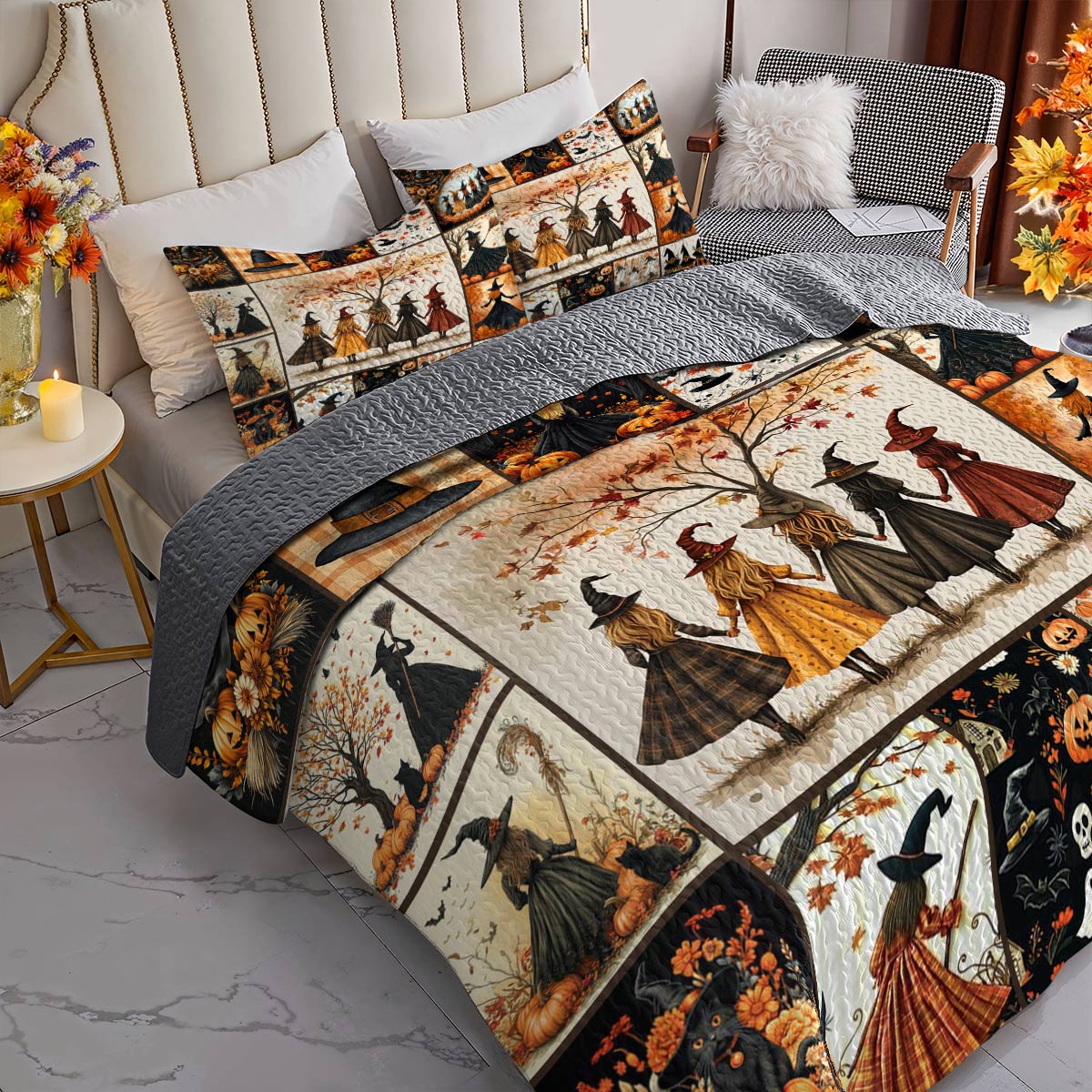 Witch Lorva All Season Quilt 3-Piece Set Autumn Witch Gathering