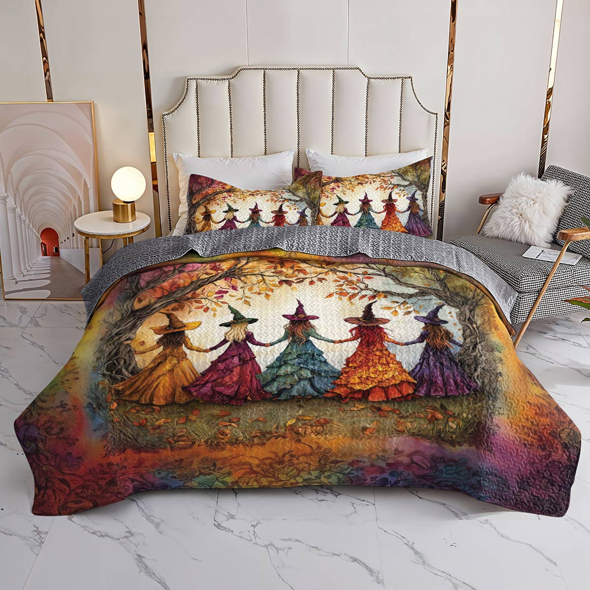 Witch Lorva All Season Quilt 3-Piece Set Rainbow Coven Magic