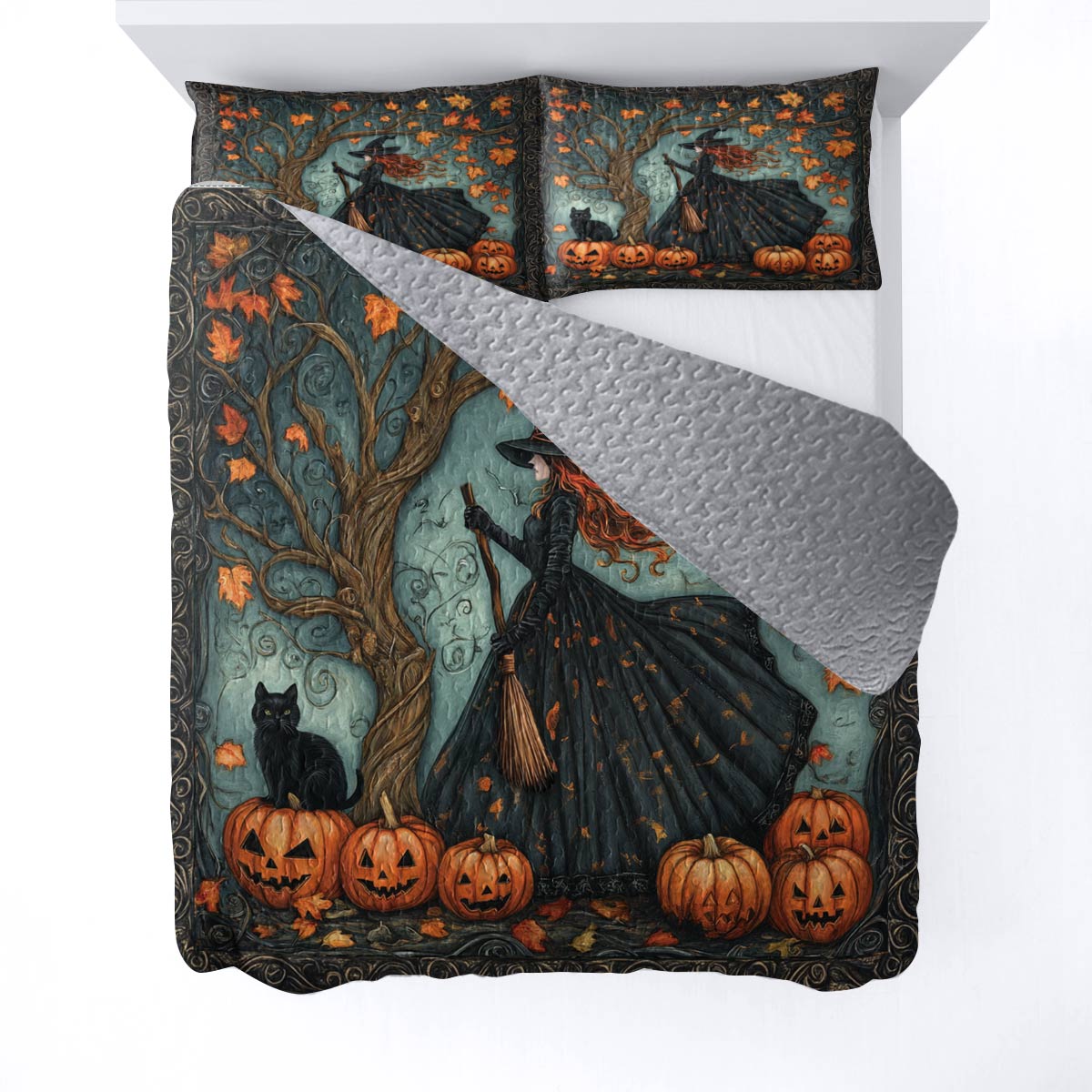 Witch Lorva All Season Quilt 3-Piece Set Whispering Leaves & Halloween Nights