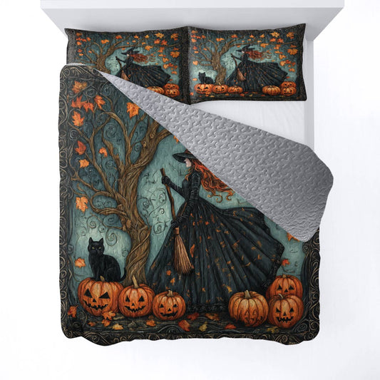 Witch Lorva All Season Quilt 3-Piece Set Whispering Leaves & Halloween Nights