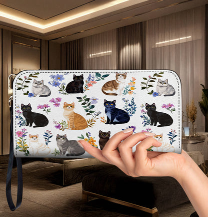 Lorva Leather Wallet Charming Floral Cats