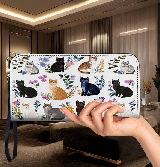 Lorva Leather Wallet Charming Floral Cats