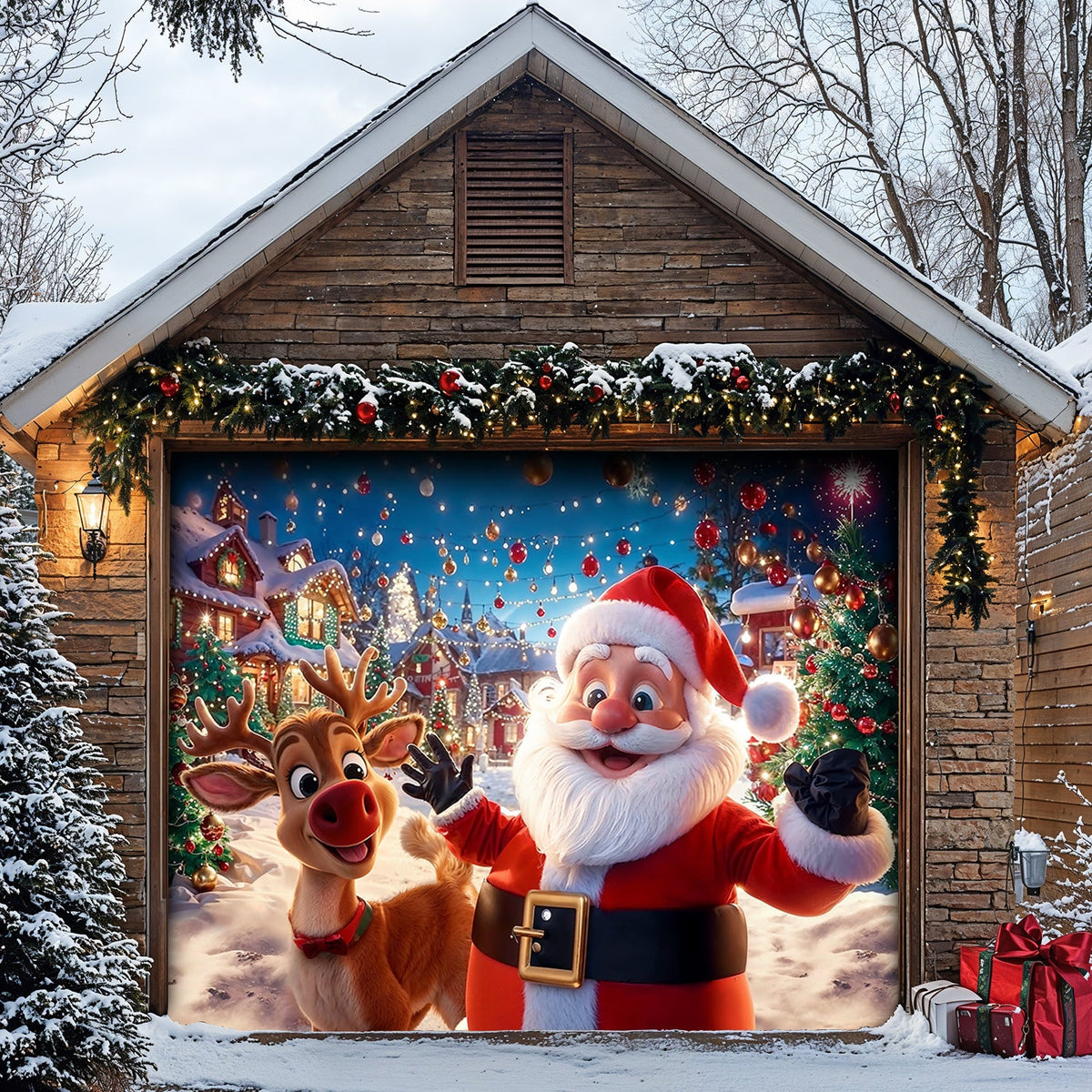 Lorva Christmas Garage Door Banner Decoration Friends