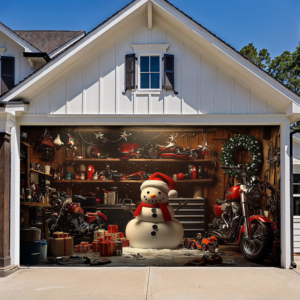 Lorva Christmas Garage Door Banner Decoration Snowman's Workshop