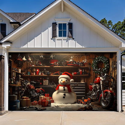 Lorva Christmas Garage Door Banner Decoration Snowman's Workshop