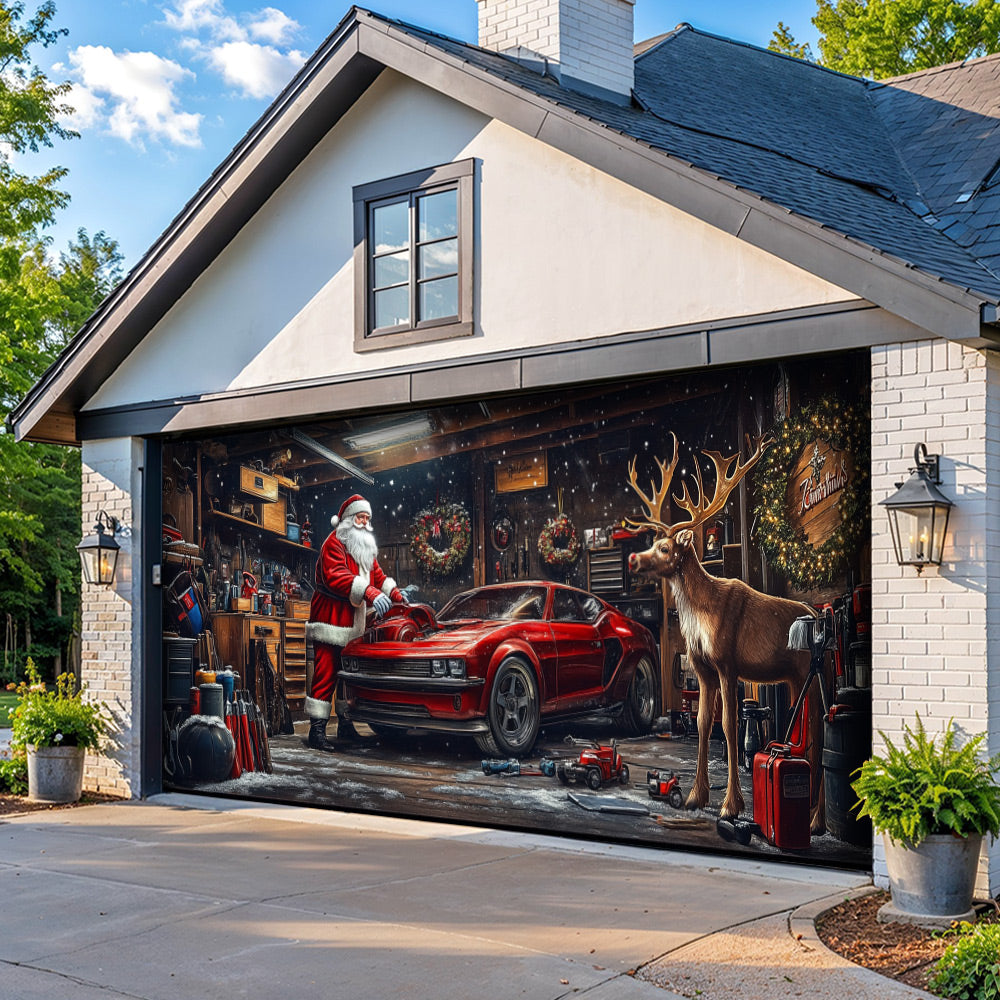 Lorva Christmas Garage Door Banner Decoration The Reindeer Motorworks